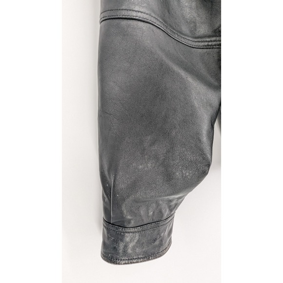 L.A. LEATHER Mens Bomber Jacket SIZE 3XL Black Motorcycle Geek Grunge Gothic - Picture 14 of 16